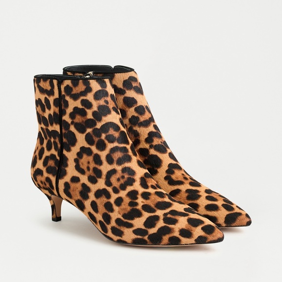 J CREW Fiona Kitten Heel Ankle Boots in Leopard Calf Hair Women’s Size 9.5 - Picture 1 of 8
